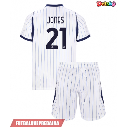 Lacne Dětský Futbalové dres Inter Milan Curtis Jones #21 2026-27 Krátky Rukáv - Preč (+ trenírky)